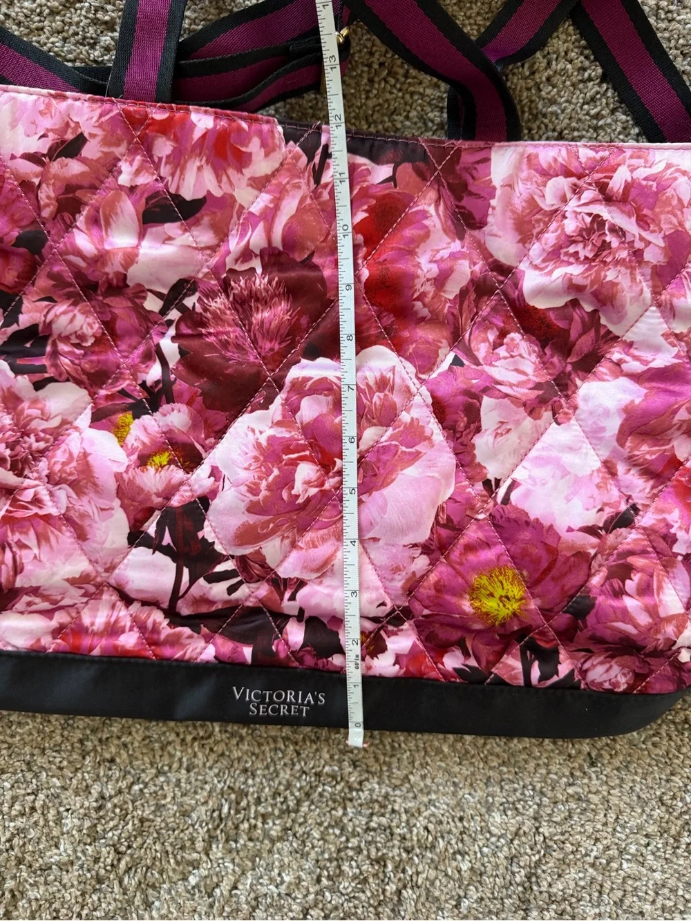 VICTORIAS SECRET Pink Floral Tote Bag with Long Crossbody Strap